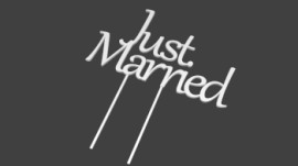 cake topper just married (printed colour: yellow)